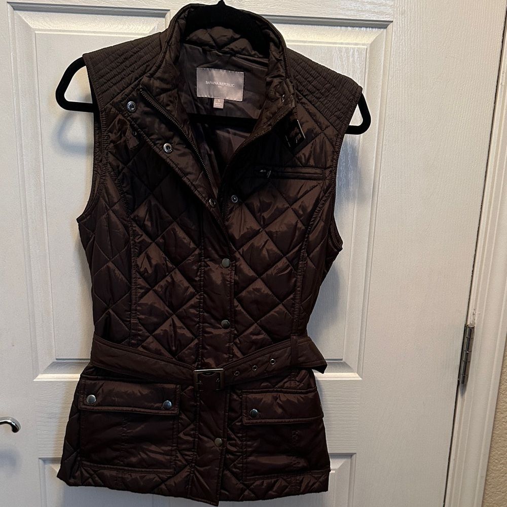 Banana Republic Dark Chocolate Brown Quilted Vest Size Small